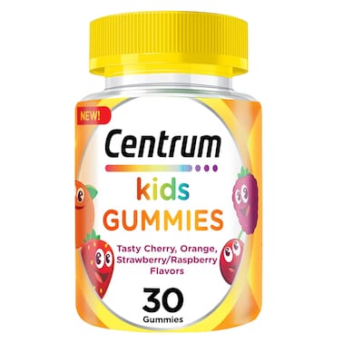 Centrum Kids Gummies Dietary Supplement Cherry Orange Strawberry Raspberry 30 Gummies