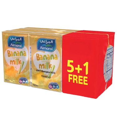 المراعي حليب بنكهة الموز معقم، 150 ملل حزمة من 6