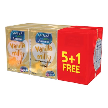 المراعي نجوم حليب بنكهة الفانيليا، 150 ملل، حزمة من 6