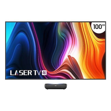 Hisense L9H Series Triple-Laser Trichroma UST Projector and L9H Series 100-Inch UHD Smart DLP Google TV 100L9H-DLT100C Black and Grey