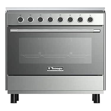 Tecnogas Superiore Gas Cooker 90/ 60cm, Gas Cooker with Large Oven capacity, Chrome Knobs, Removable glass door, cast iron grid, Made in Italy, TCN396GG52KX
