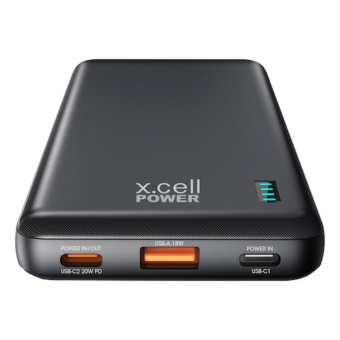 إكس.سيل بنك الطاقة بمنفذ USB لتوصيل الطاقة -أسود  10200 مللي أمبير