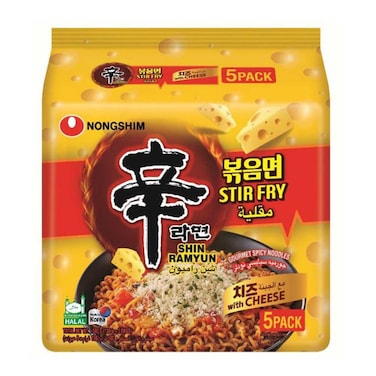 Nongshim Shin Ramyun Stir Fry Gourmet Spicy Noodles With Cheese Pack of 5