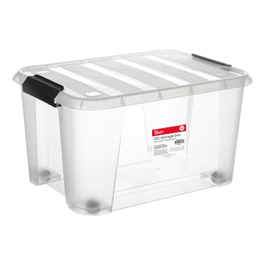 Simplify Rolling Storage Box With Clips Transparent 32L