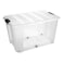 Simplify Rolling Storage Box With Clips Transparent 70L