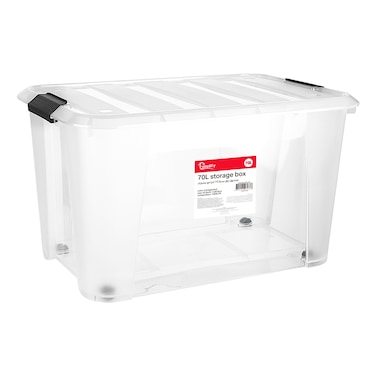Simplify Rolling Storage Box With Clips Transparent 70L