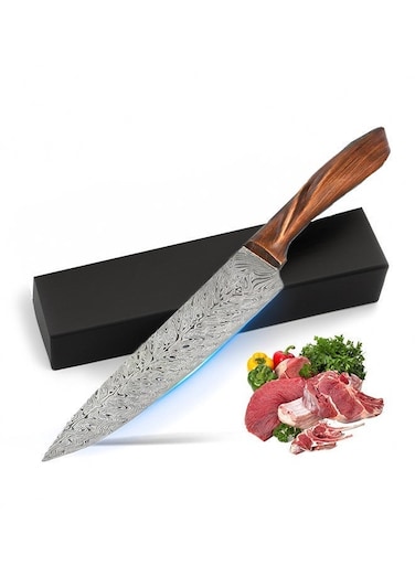 Chef's Knives 8-inch,Super Sharp Professional Chef's Knife ,Best Kitchen Knives with Ergonomic Wooden Handle,Laser-etched Damascus-style pattern,Made of German High-carbon Stainless Steel,With Gift Box