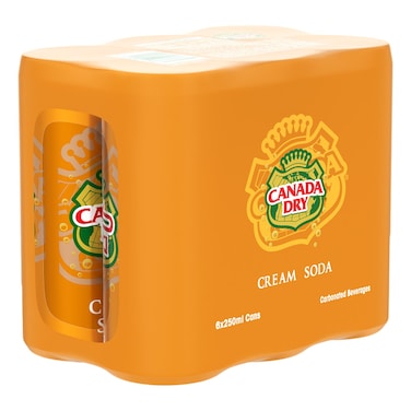 Canada Dry Cream Soda Carbonated Beverage Cans 250ml Pack of 6