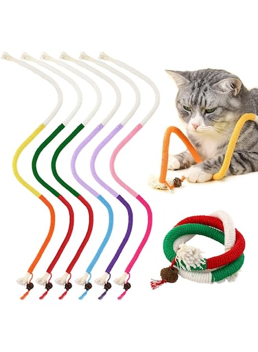 Monlida 6 PCS Cat Chew Toys Sisal Ropes,Catnip Toy Cotton Bite Rope,Interactive Cat Rope Toys with Silvervine Fruit for Cats and Kittens,Cat Chew Toys for Kittens Teeth Cleaning and Dental Care