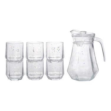 Glass Jar with Drinking Glasses 7 PCS