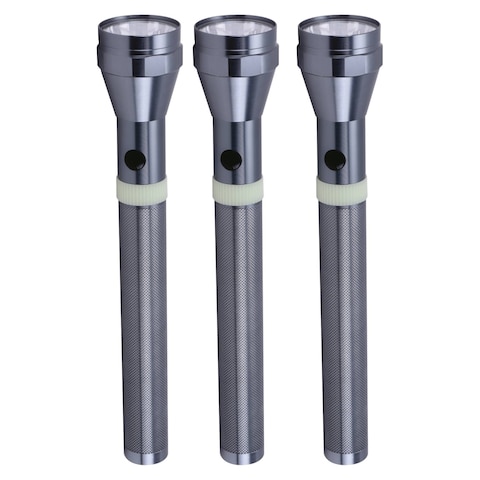 Expert Rechargeable LED Torch Light EX-0141 Silver 3 PCS