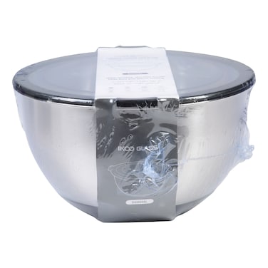 Ikoo Glass Stainless Steel Mixing Bowl with Lid 5000ml