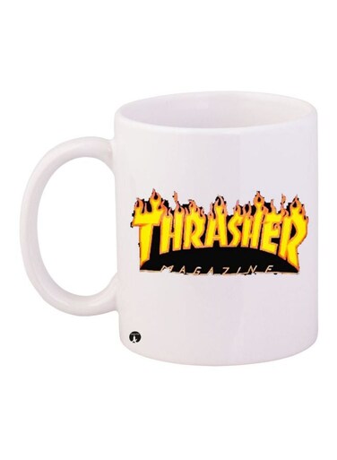 Thrasher Printed Coffee Mug White/Yellow/Brown