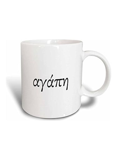 World Language Text Ceramic Mug Black/White