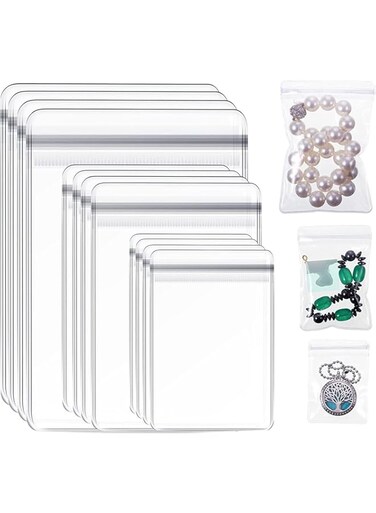 Jewelry Bag, Self Seal Plastic Zipper Bag, Clear PVC Rings Earrings Packing Storage Pouch, Jewelry Transparent Lock Bags for Holding Jewelries, 2 x 2.8 inch, 2.8 x 4 inch, 3.5 x 5 inch (80Pieces)