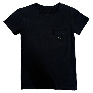 La Collection Cargo Basic T-Shirt for Boys, Black, 7 to 8 Years