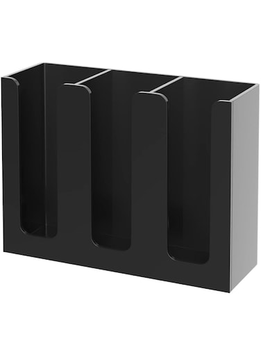 KOTEMON Cup and Lid Holder, 3 Compartment, Disposable Coffee Cup Dispenser Cup Storage Organizer, Black Acrylic