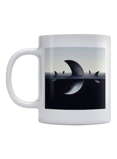 Sharks Printed Mug White/Black/Grey