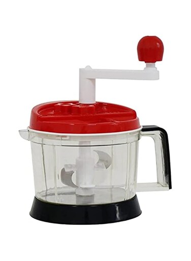 JANNAH Mini Vegetable Chopper &amp; Blender with Clear Bowl And Storage Lid For Kitchen (Red)