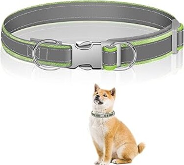 X spring Dog Collars, Reflective Dog Collar, Breathable Nylon Pet Collar for Dogs, Adjustable Nylon Pet Collar with Safety Buckle for Small Medium Dogs（Adjustable 31cm - 50cm）