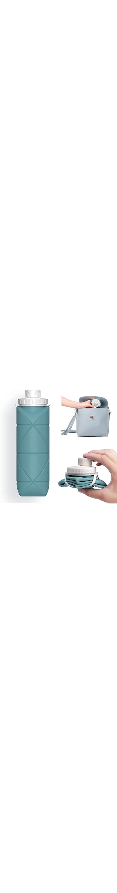 SPECIAL MADE Collapsible Water Bottles Cups Leakproof Valve Reusable BPA Free Silicone Foldable Travel Water Bottle Cup for Gym Camping Hiking Travel Sports Lightweight Durable (Dark Green)
