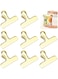 Bag Clips, 8Pcs Shiny Gold Bag Clips, Stainless Steel Heavy Duty Metal Bag Clip, Tightly Seals Chip, Coffee, Bread or Cereal Bags to Keep Food Fresh, For Home, Kitchen, Office, Pantry, Camping (Gold)