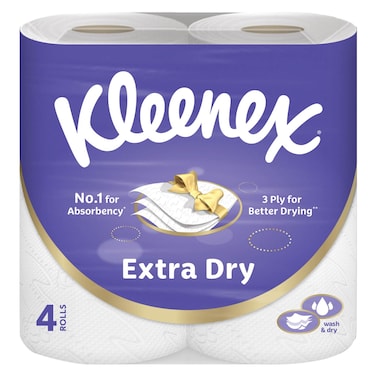Kleenex Extra Dry Bathroom Tissue 3 Ply 140 Tissues Pack of 4