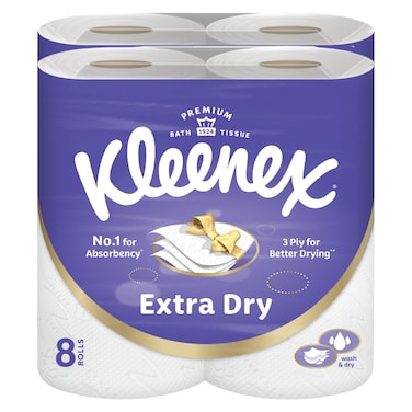 Kleenex Extra Dry Bath Tissue Rolls 3 Ply 140 Tissues 8 Rolls