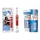 Oral-B Star Wars Themed Rechargeable Kids Extra Soft Electric Toothbrush D100SW Red, 3 Years+ with Sugar Free Toothpaste, 75ml