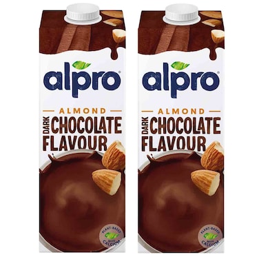 Alpro Almond Dark Chocolate, 100% Plant-Based, Lactose Free  1L Pack of 2