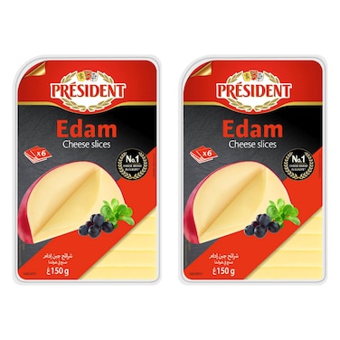 President Edam Cheese Slices, 150g Pack of 2