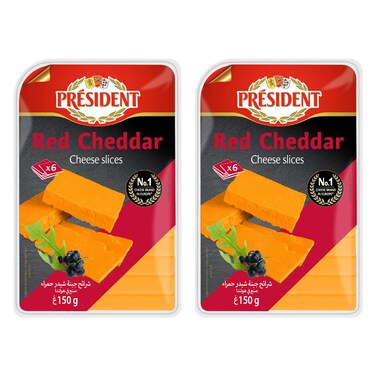 President Red Cheddar Cheese Slices, 150g Pack of 2