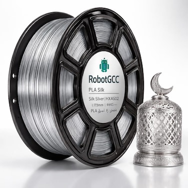 Silk Silver PLA Filament 1.75mm 1KG for 3D Printer   PLA Silk FDM Printing Material &plusmn;0.02mm Accuracy   Glossy Metallic Finish Smooth Extrusion Low Warping Filament