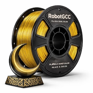 Black & Gold Silk PLA Filament 1.75mm 1KG for 3D Printer Dual Color PLA Silk FDM Printing Material ±0.02mm Accuracy Glossy Finish Smooth Extrusion Filament