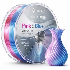 Pink & Blue Silk PLA Filament 1.75mm 1KG for 3D Printer Dual Color PLA Silk FDM Printing Material ±0.02mm Accuracy Glossy Finish Smooth Extrusion Filament