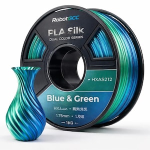 Blue & Green Silk PLA Filament 1.75mm 1KG for 3D Printer Dual Color PLA Silk FDM Printing Material ±0.02mm Accuracy Glossy Finish Smooth Extrusion Filament