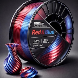 Big Red & Blue Silk PLA Filament 1.75mm 1KG for 3D Printer Dual Color PLA Silk FDM Printing Material ±0.02mm Accuracy Glossy Finish Smooth Extrusion Filament