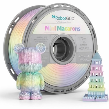 خيط Mini Macarons PLA 1.75مم 1KG للطابعة ثلاثية الأبعاد   مادة طباعة PLA قوس قزح متعددة الألوان ±دقة 0.02 مم   خيط FDM منخفض التشوه ببثق ناعم لنماذج STEM مشاريع DIY