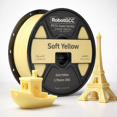 خيط PETG أصفر ناعم بقياس 1.75مم 1KG للطابعة ثلاثية الأبعاد   مادة طباعة PETG باللون الصلب ±دقة 0.02 مم   خيط FDM بثقل سلس قوي ومتين منخفض التشوه لنماذج STEM مشاريع DIY