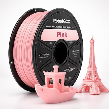 خيط PETG الوردي 1.75مم 1KG للطابعة ثلاثية الأبعاد   مادة طباعة PETG باللون الصلب ±دقة 0.02 مم   خيط FDM بثقل سلس قوي ومتين منخفض التشوه لنماذج STEM مشاريع DIY