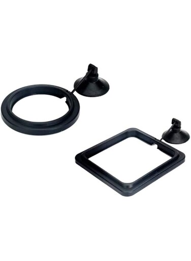 B&amp;K Black Fish Feeding Ring Aquarium Fish Tank Mariculture Fishes Floating Food Feeder with Suction Cup (Square)