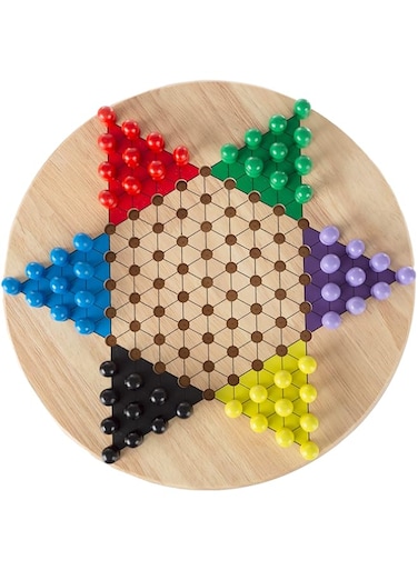 Hey! Play! Chinese Checkers Game Set with 11 inch Wooden Board and Traditional Pegs, Game for Adults, Boys and Girls by