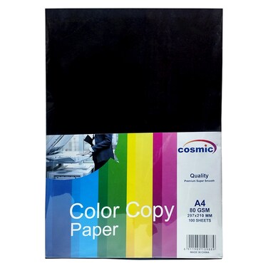 Cosmic Colour Copy Paper Black A4 80Gsm 297x210mm 100 Sheets