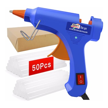 CRAFT MAGIC 20W Hot Glue Gun Kit with 50 Glue Sticks &ndash; Mini Hot Melt Glue Gun with Anti-Heat Cover for DIY Crafts, Repairs and Sealing