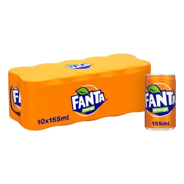 Fanta Orange Soft Drink Can, 155ml, Pack of 10
