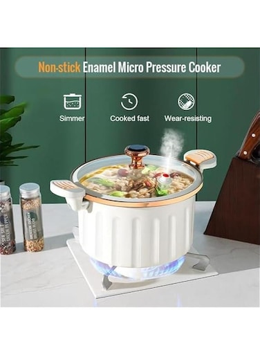 Non-Stick Enamel Micro Pressure Cooker, New Push-Pull Lock Pressure Cooker Soup Stew Pot Enamel Soup Pot, Multifunctional Plumpy Non-Stick Micro Pressure Pot