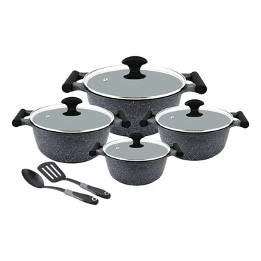 برستيج إسانشلز طقم أواني طهي من الجرانيت - أسود 10 قطع