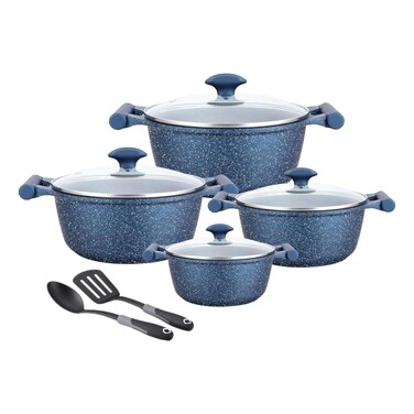 Prestige Essentials Granite Cookware Set Deep Blue 10 PCS