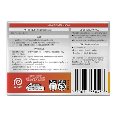 Strepsils Extra Sore Throat Lozenges Honey and Lemon Flavour 36 Lozenges