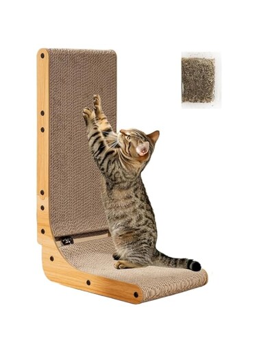 NeoStyle Cat Scratching Board, Indoor Cat Scratching Board with Catnip, Wear-resistant, Protect Furniture from Damage, Suitable for Cats (L Type)